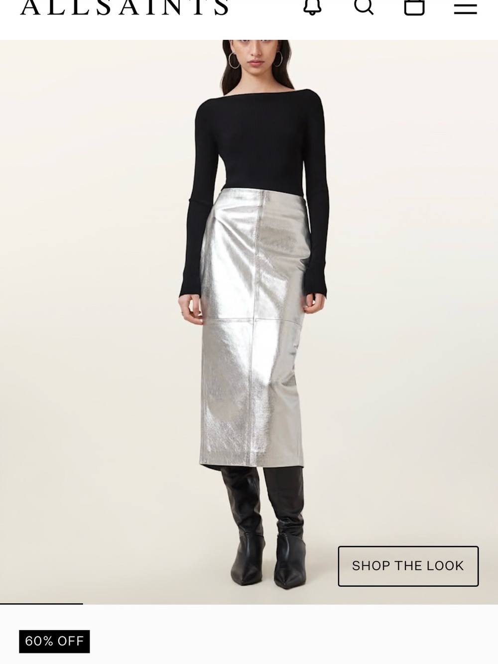 NWT All Saints RENAI SLIM FIT LEATHER PENCIL SKIRT